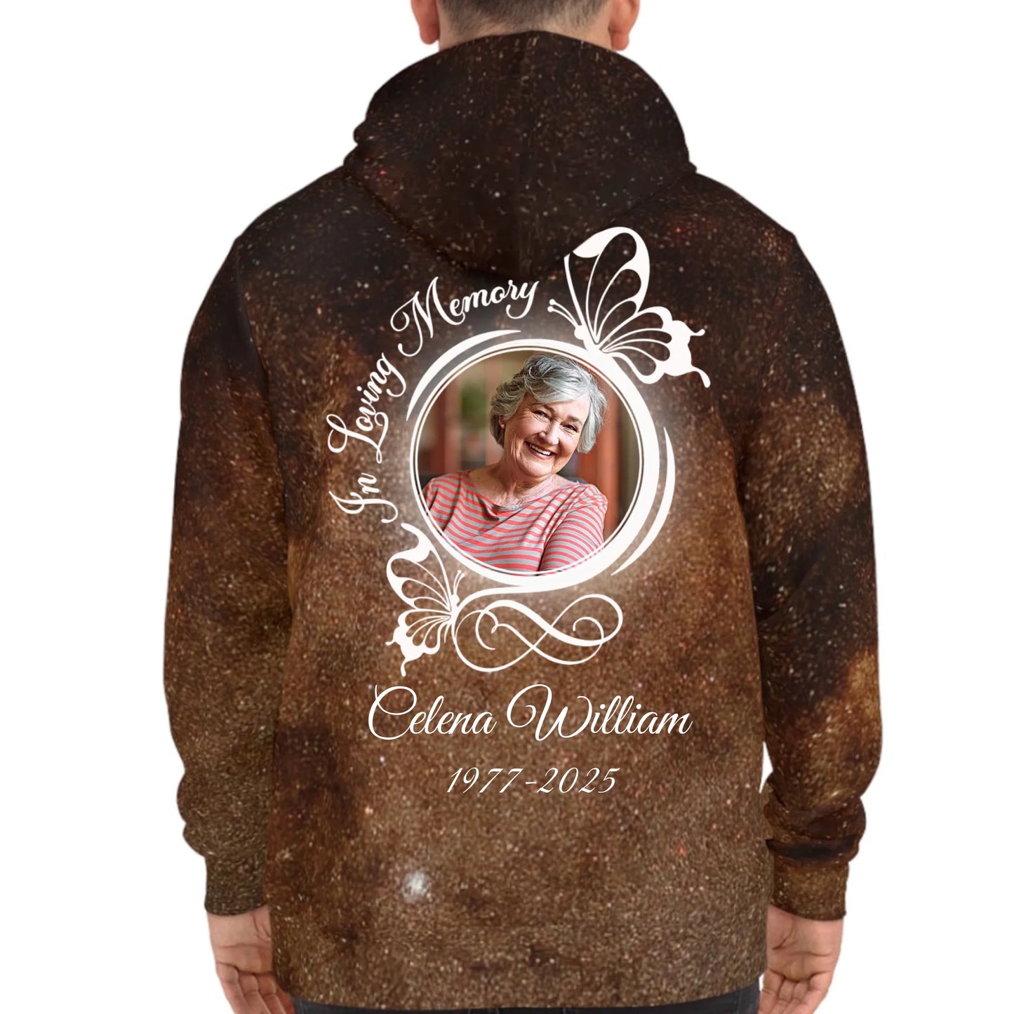 Personalized In Loving Memory Butterflies Galaxy Hoodie – Rest In Peace Sympathy Gift For Death Anniversary Hoodie