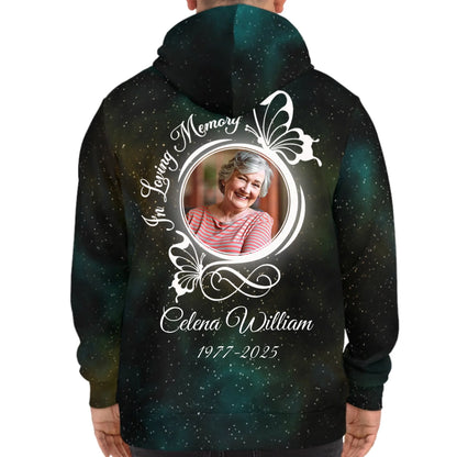 Personalized In Loving Memory Butterflies Galaxy Hoodie – Rest In Peace Sympathy Gift For Death Anniversary Hoodie