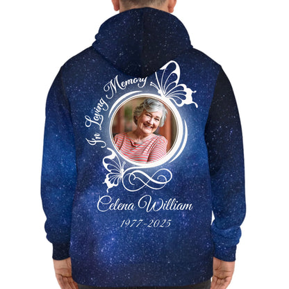 Personalized In Loving Memory Butterflies Galaxy Hoodie – Rest In Peace Sympathy Gift For Death Anniversary Hoodie