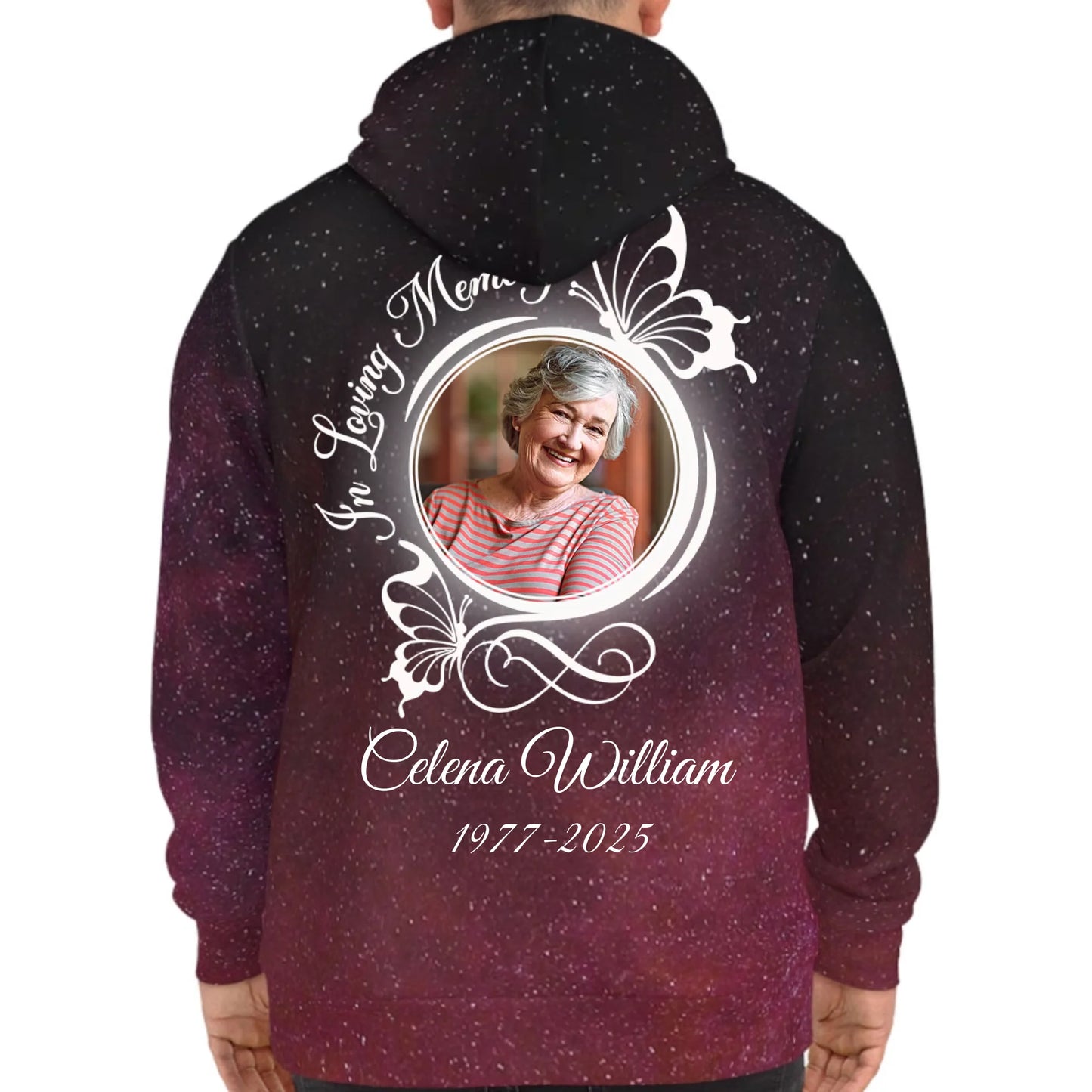 Personalized In Loving Memory Butterflies Galaxy Hoodie – Rest In Peace Sympathy Gift For Death Anniversary Hoodie
