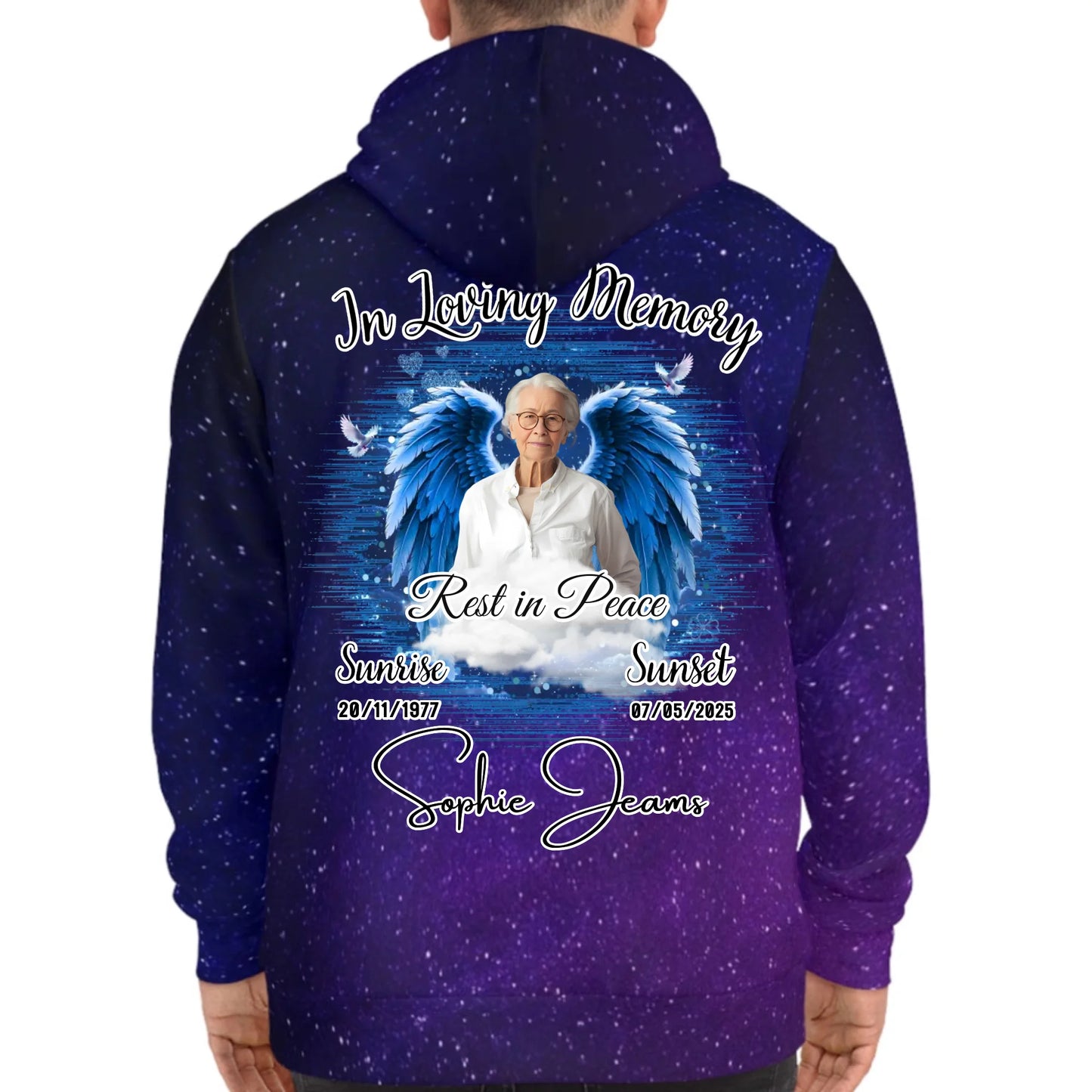 Personalized In Loving Memory Galaxy Hoodie – Rest in Peace Tribute Hoodie for Loss of Loved One