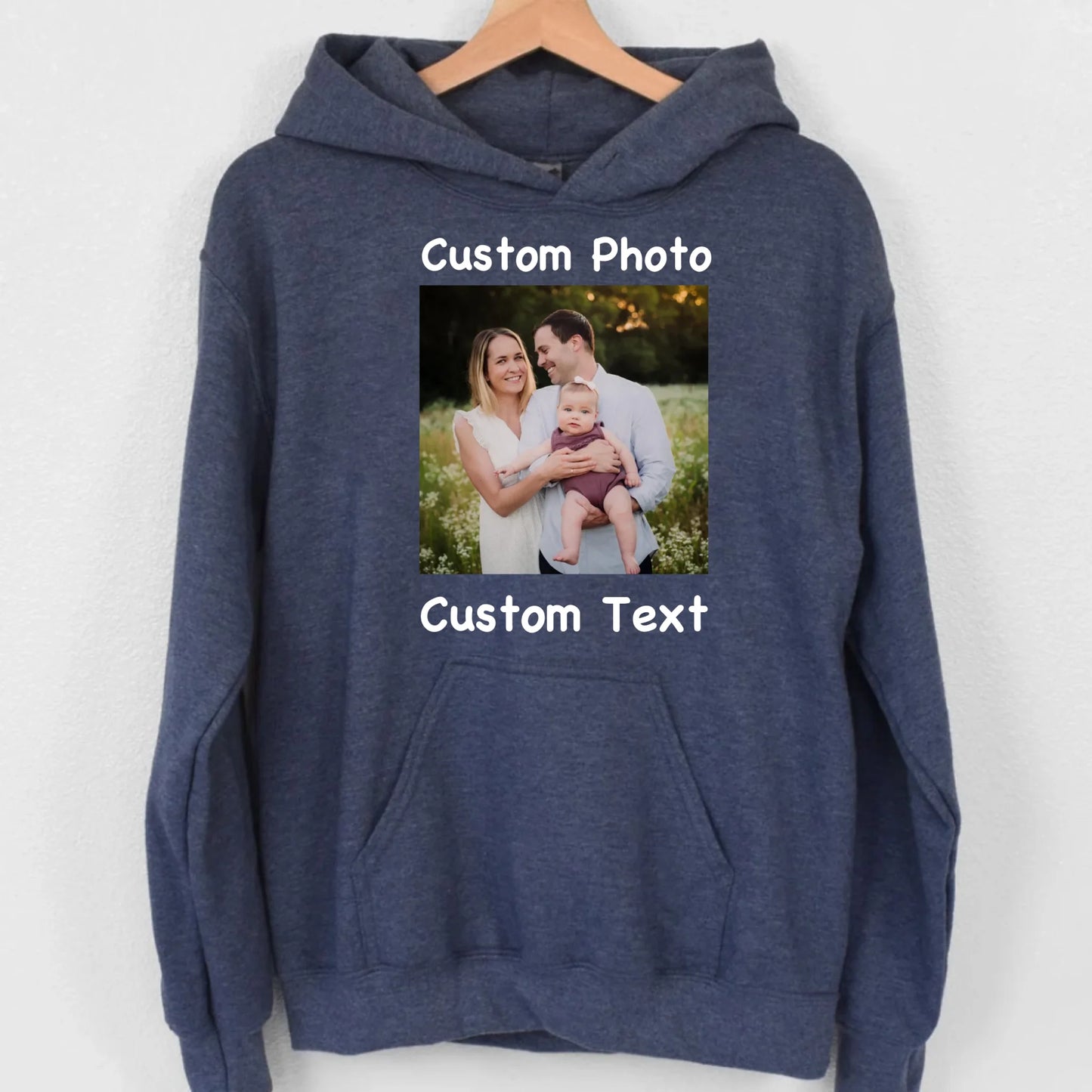 Custom Family Photo Unisex Hoodie – Personalized Image Printed Hooded Sweatshirt – Custom Picture Hoodie