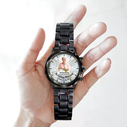 Personalized Memorial Custom Photo Black Stainless Steel Watch – Remembrance Watch for Loss of Loved One