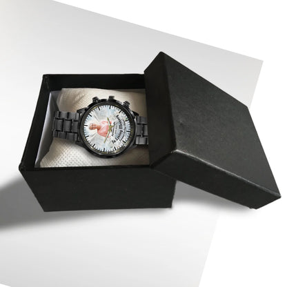 Personalized Memorial Custom Photo Black Stainless Steel Watch – Remembrance Watch for Loss of Loved One