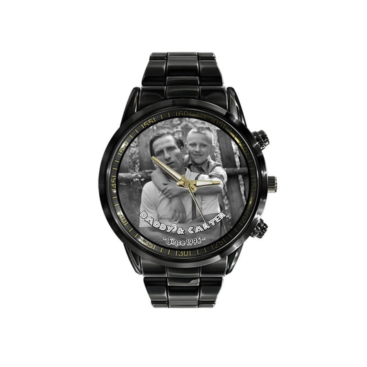 Personalized Vintage Photo & Since Year Dad Watch – Custom Watch for Dad with Picture