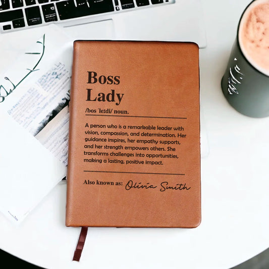 Personalized Boss Lady Engraved Journal – Custom Gift Keepsake for Women Boss, Female Manager or Leader