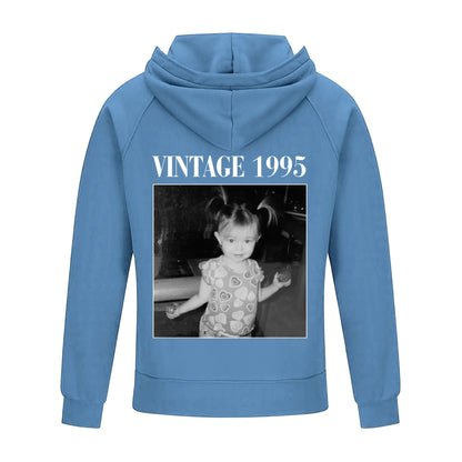 2D Vintage Quarter Zip Hoodie -Blue
