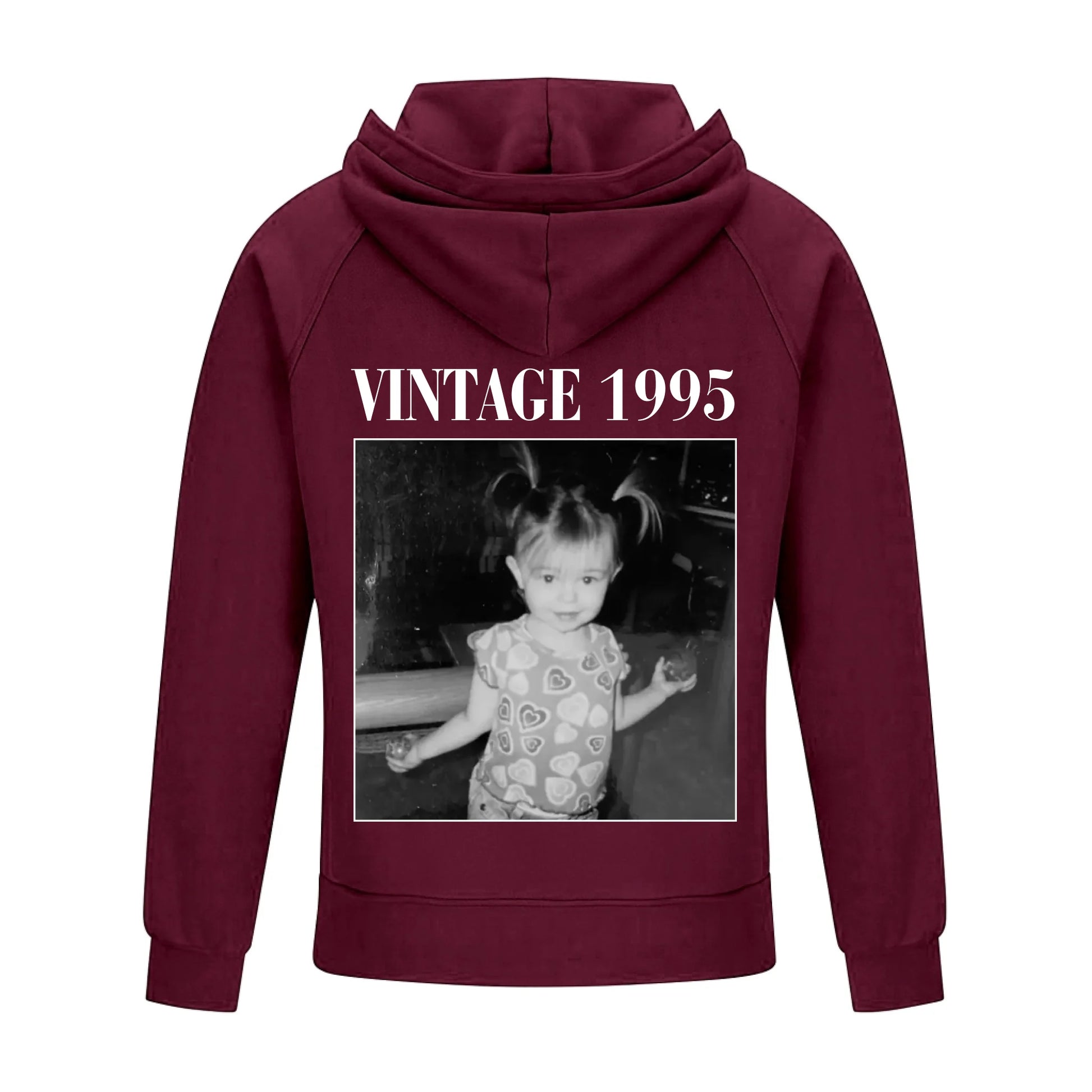 2D Vintage Quarter Zip Hoodie-wine-red