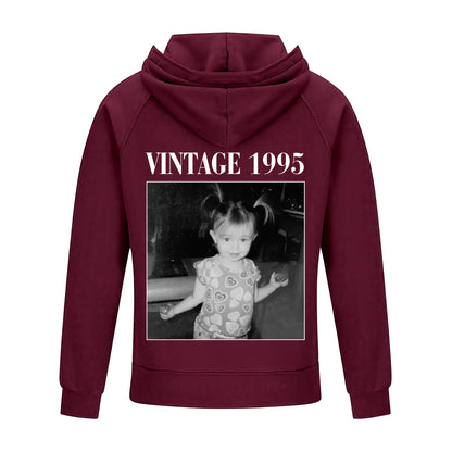 2D Vintage Quarter Zip Hoodie-wine-red