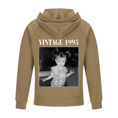 2D Vintage Quarter Zip Hoodie -Brown