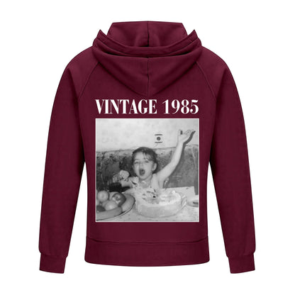 2D Vintage Quarter Zip Hoodie-wine-red