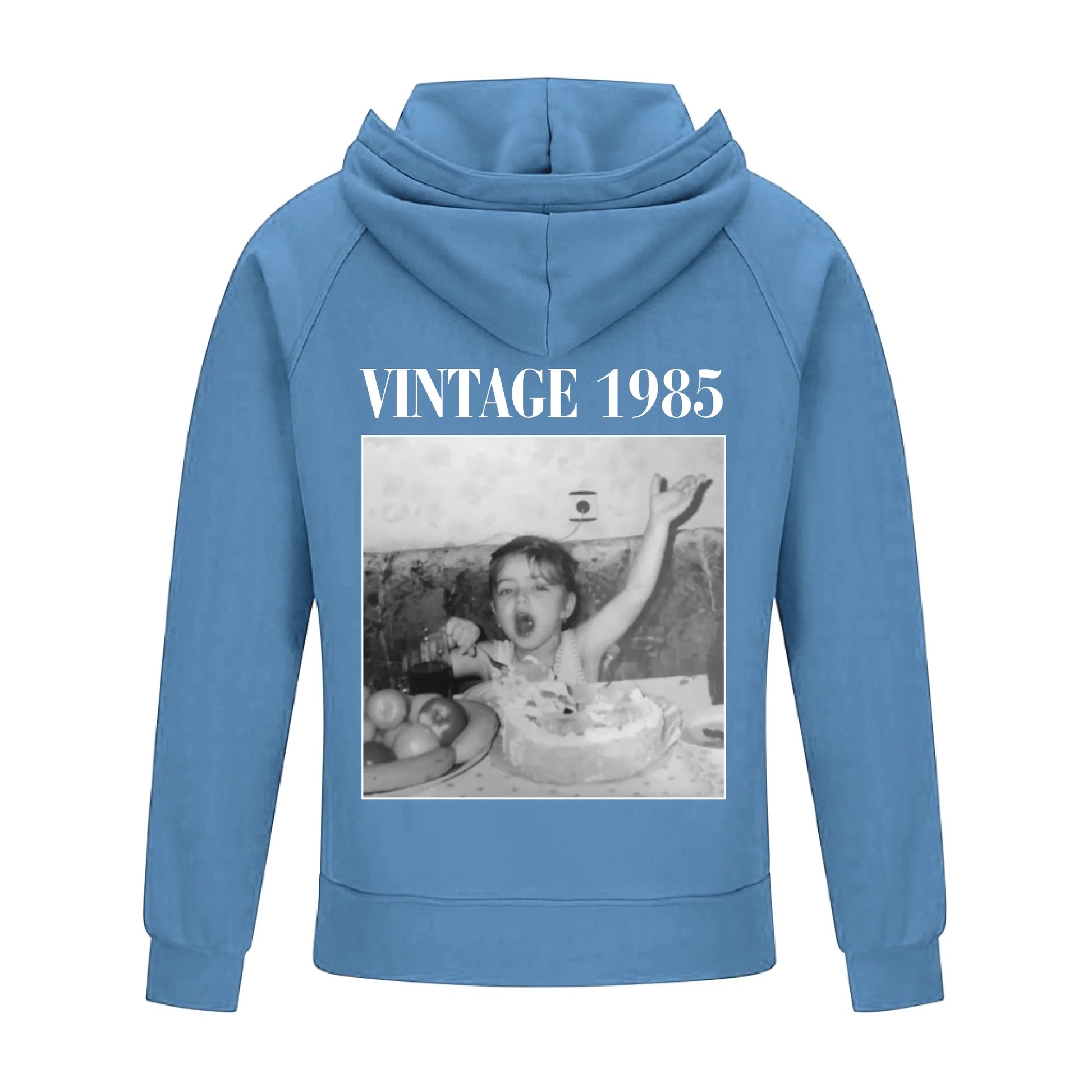 2D Vintage Quarter Zip Hoodie -Blue
