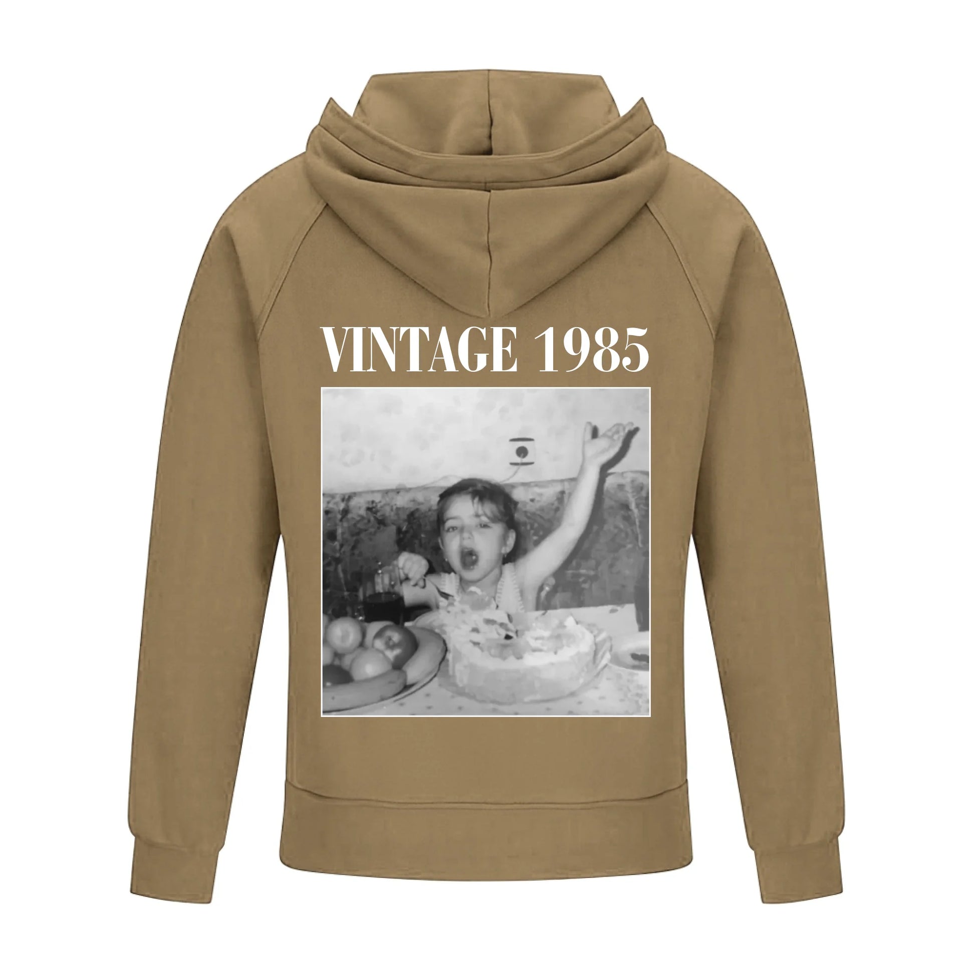 2D Vintage Quarter Zip Hoodie -Brown