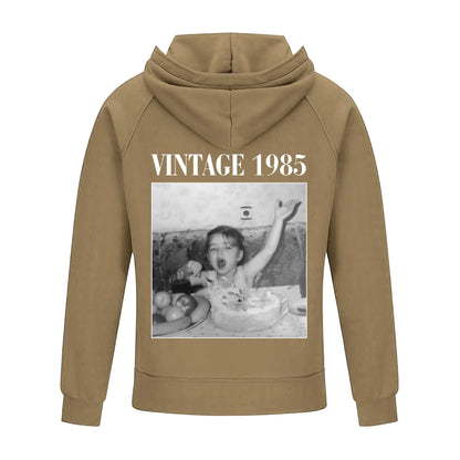 2D Vintage Quarter Zip Hoodie -Brown