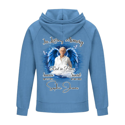 2D Vintage Quarter Zip Hoodie -Blue