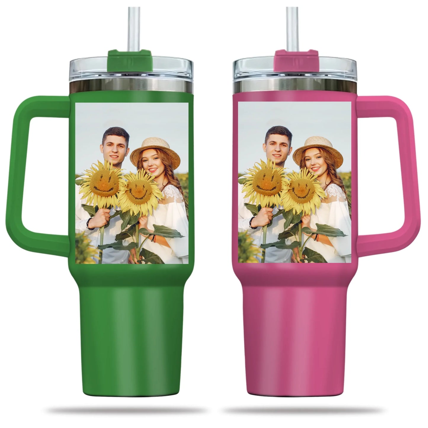hot pink green 40oz tumbler
