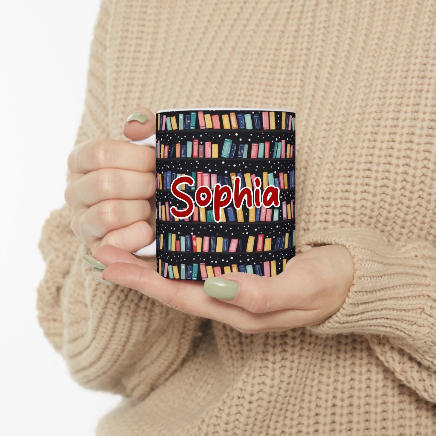 Whimsical Books on Shelves with Snow-3