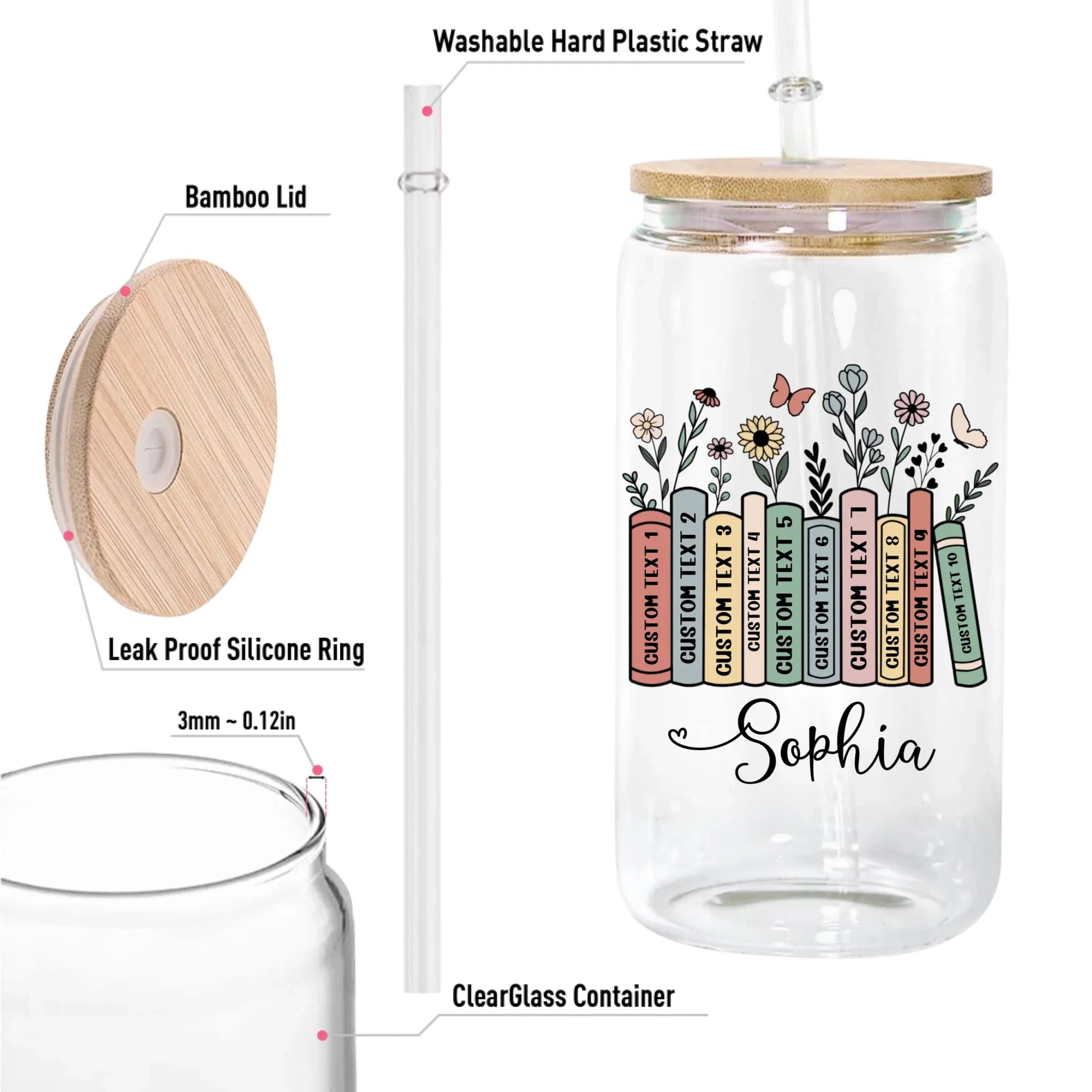 12oz Clear Glass Can-5-size