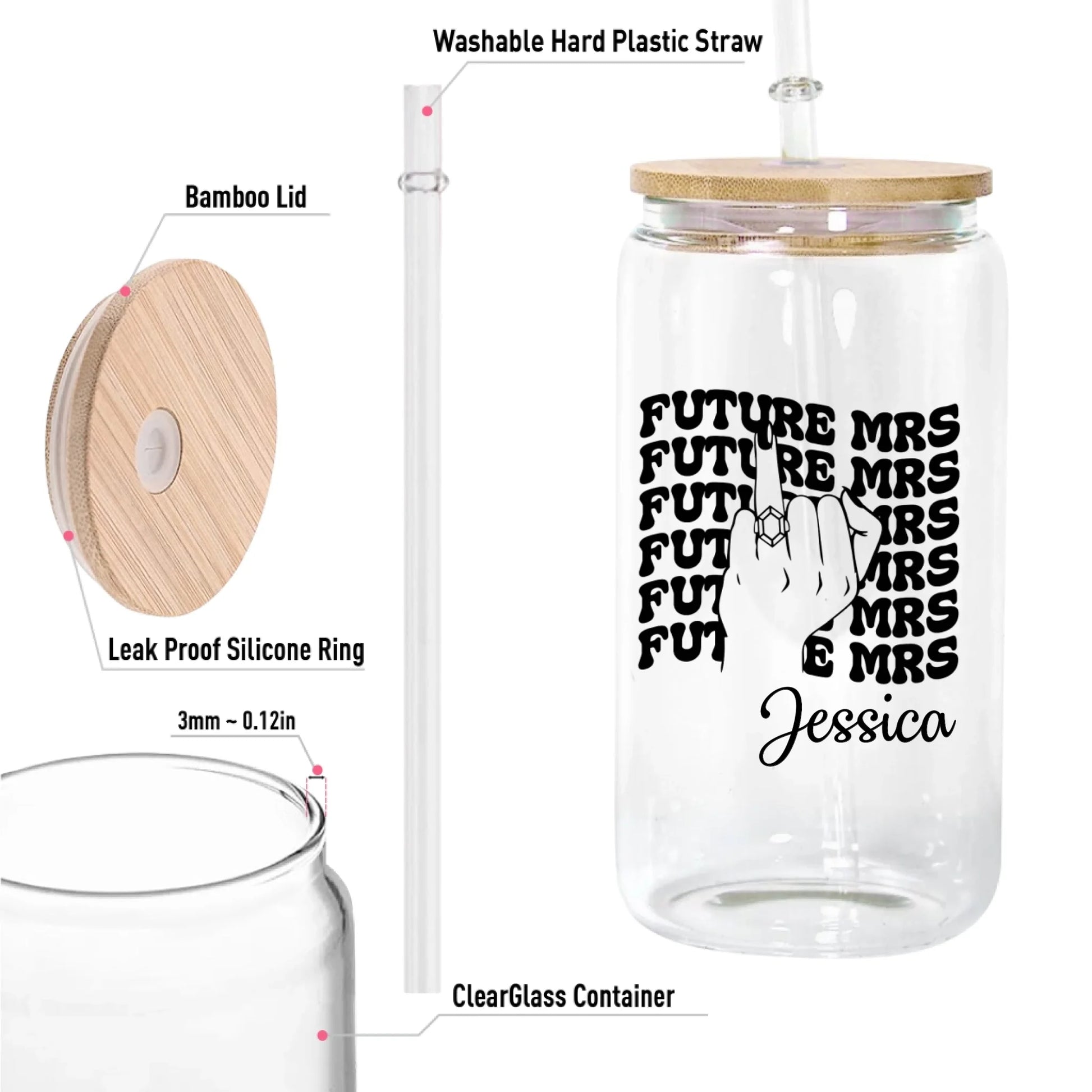 12oz Clear Glass Can-5-size