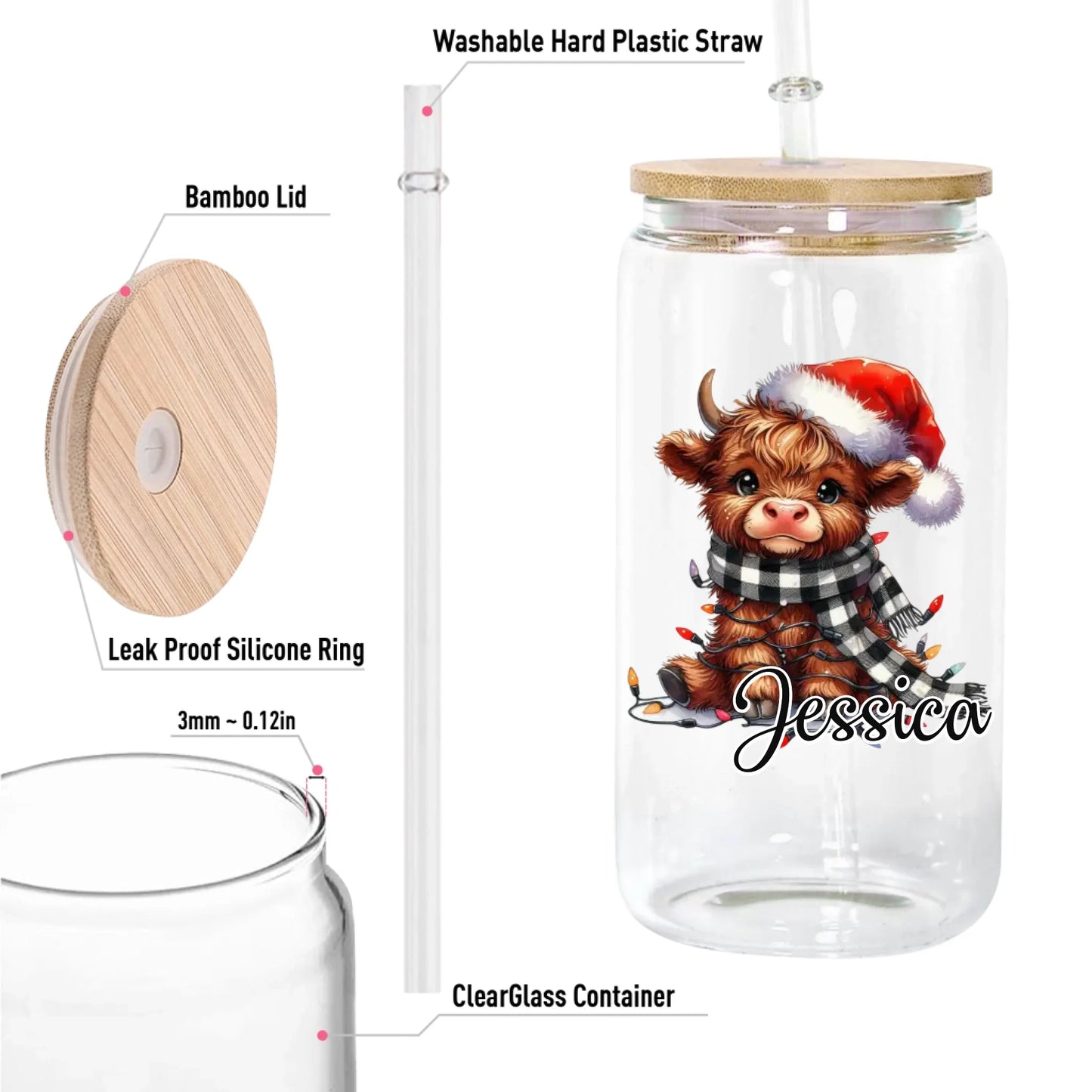 12oz Clear Glass Can-5-size