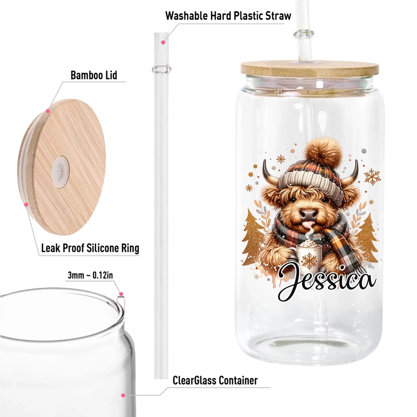 12oz Clear Glass Can-5-size