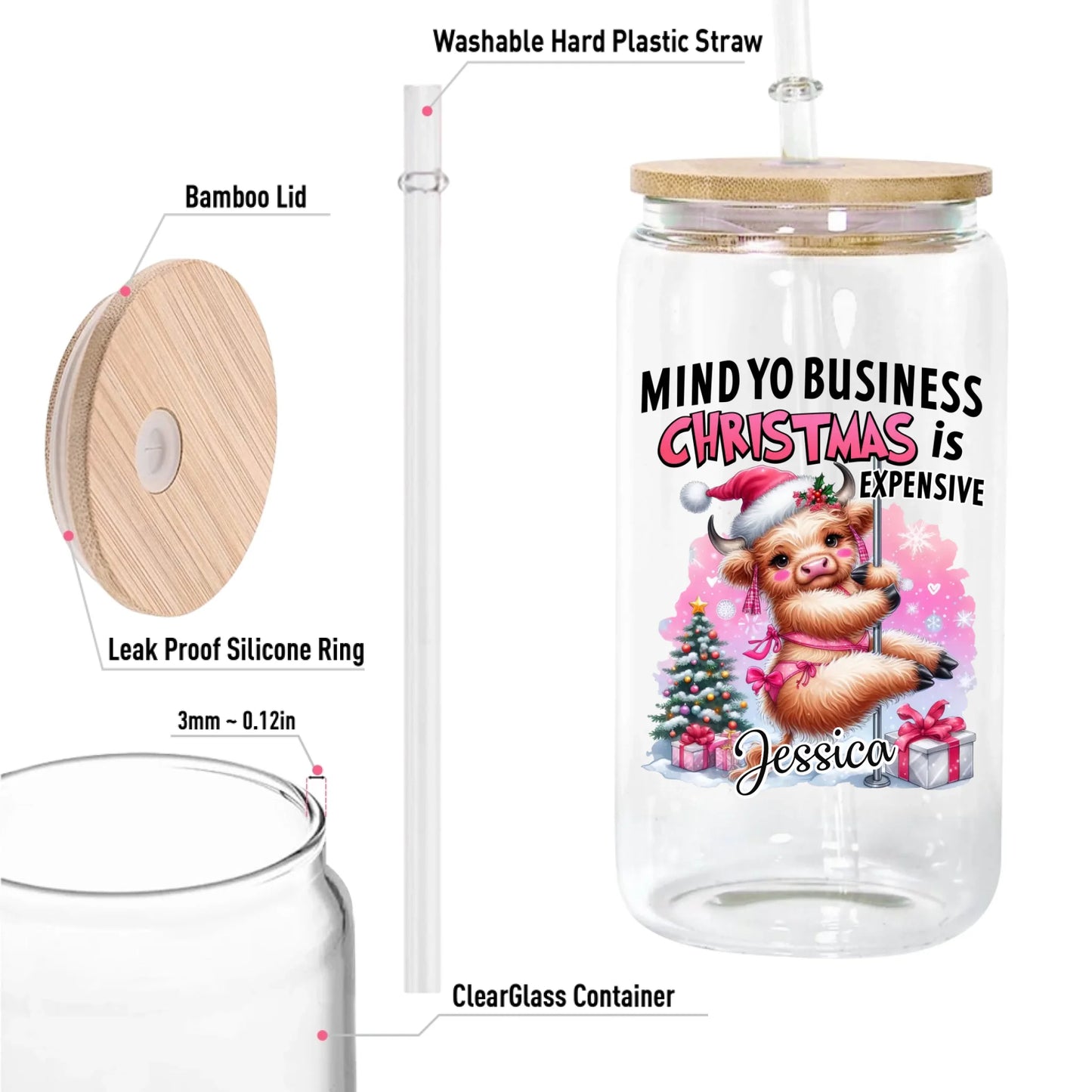 12oz Clear Glass Can-5-size