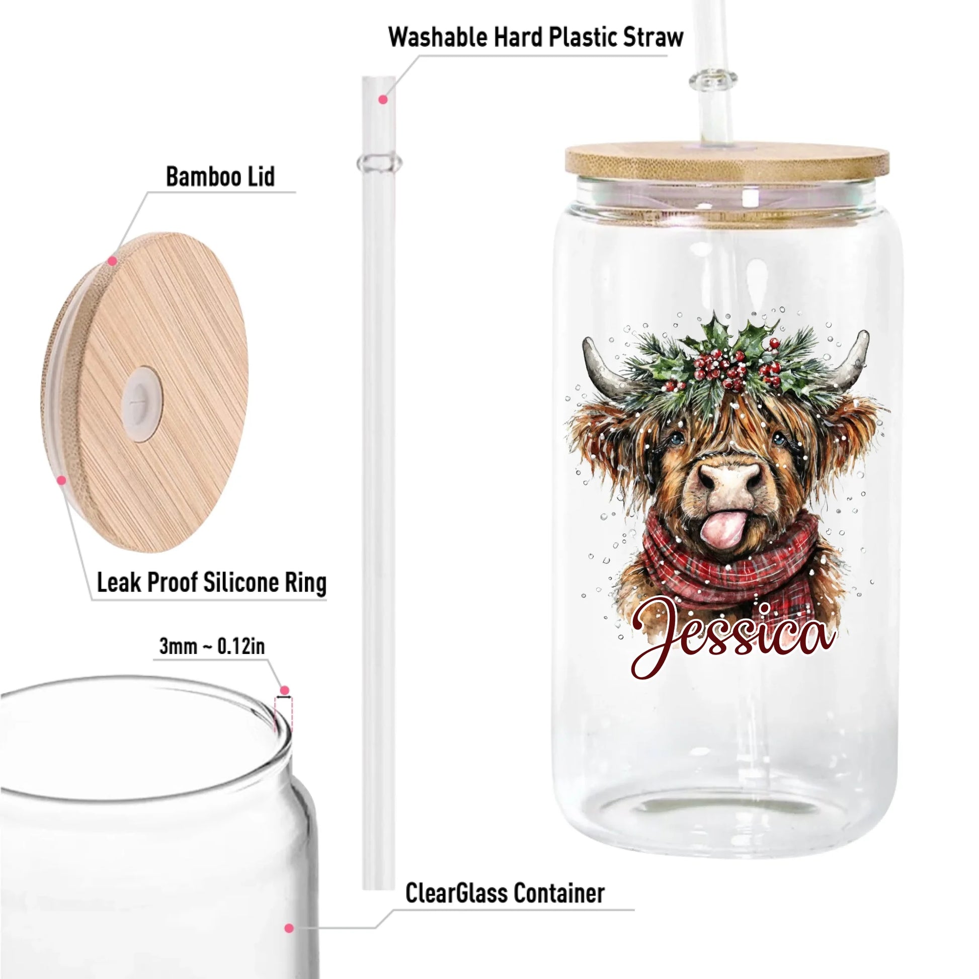 12oz Clear Glass Can-5-size