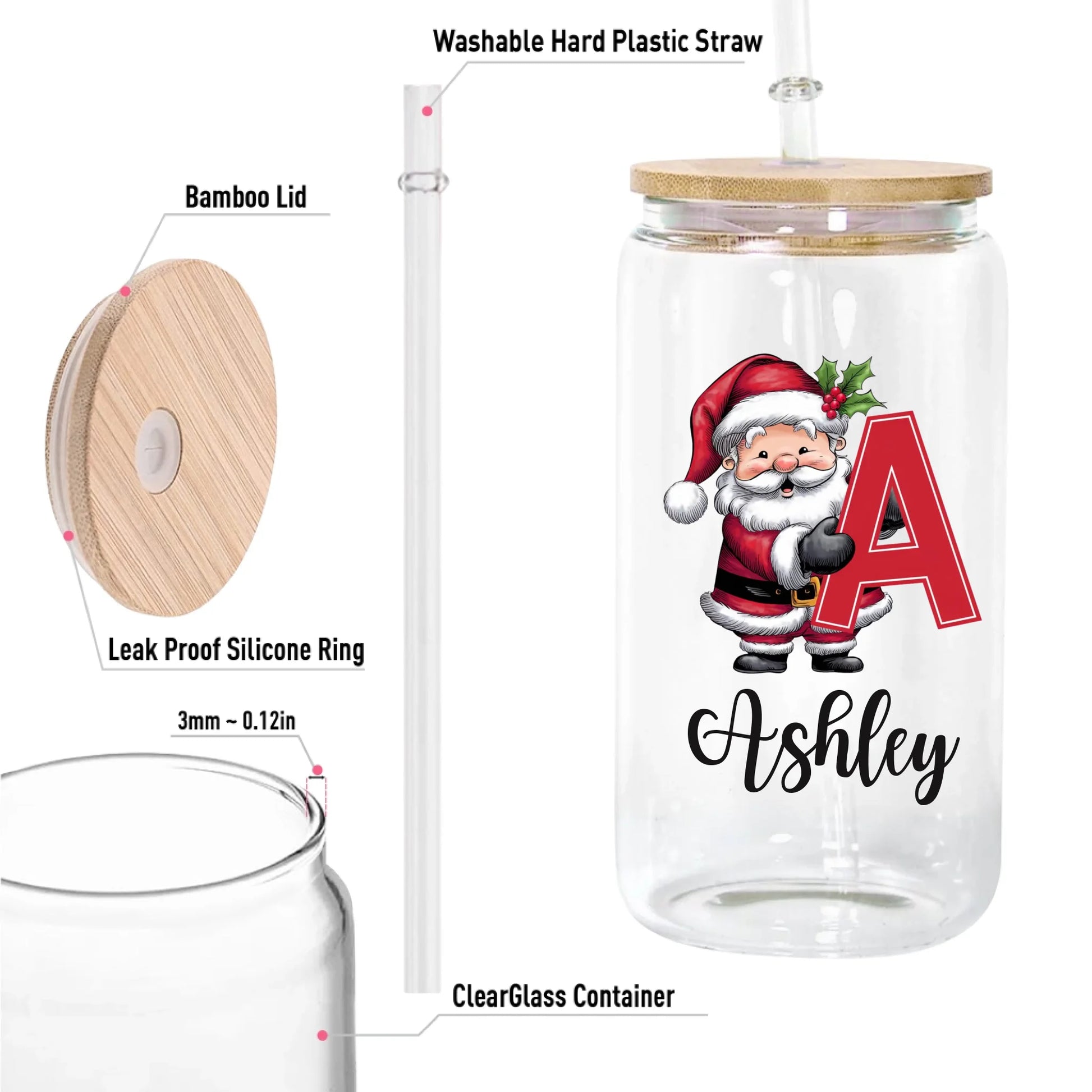 12oz Clear Glass Can-5-size