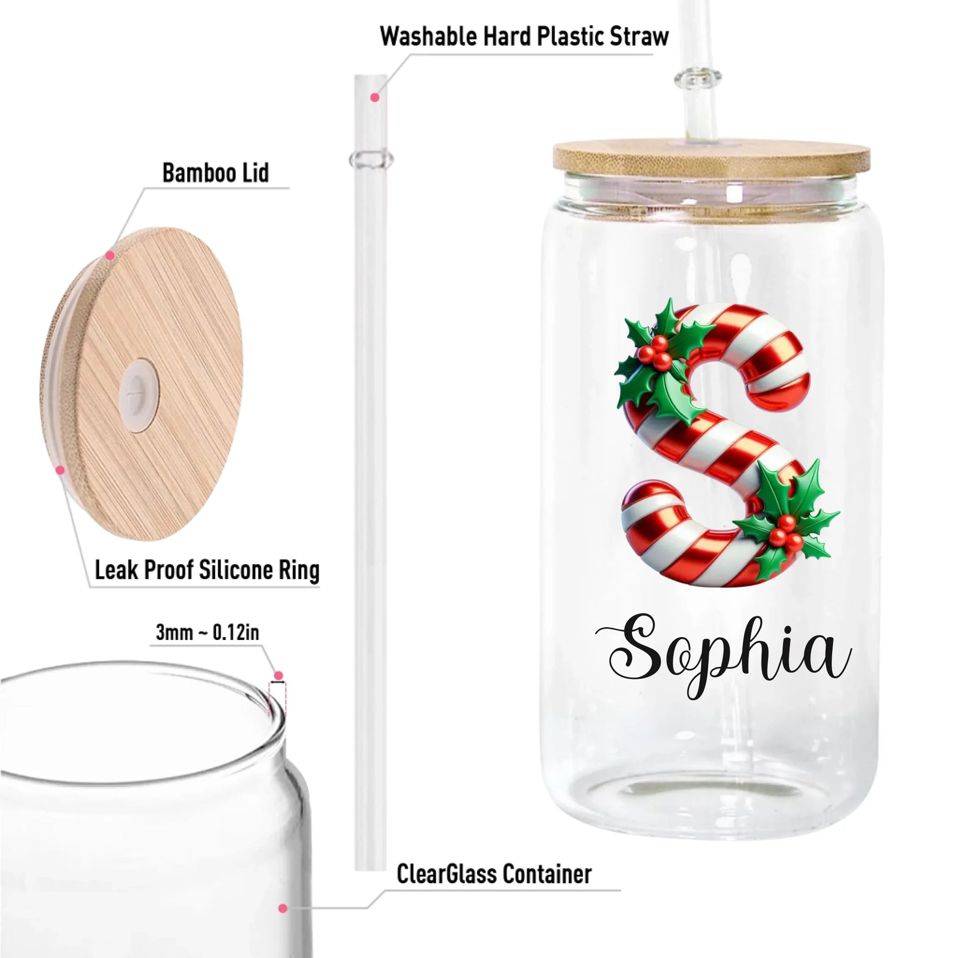 12oz Clear Glass Can-5-size