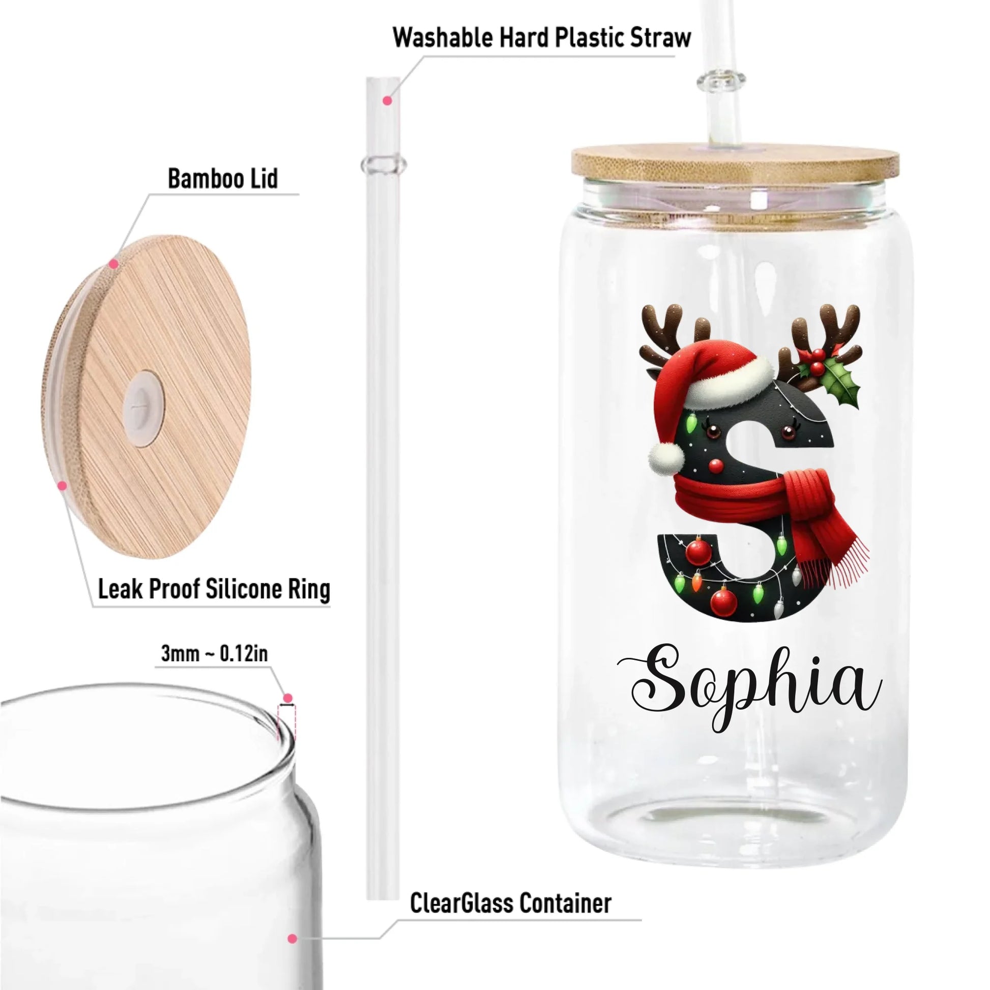 12oz Clear Glass Can-5-size