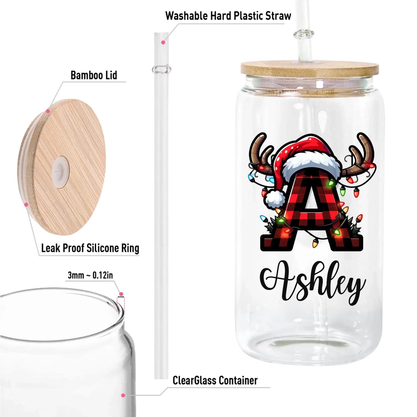 12oz Clear Glass Can-5-size