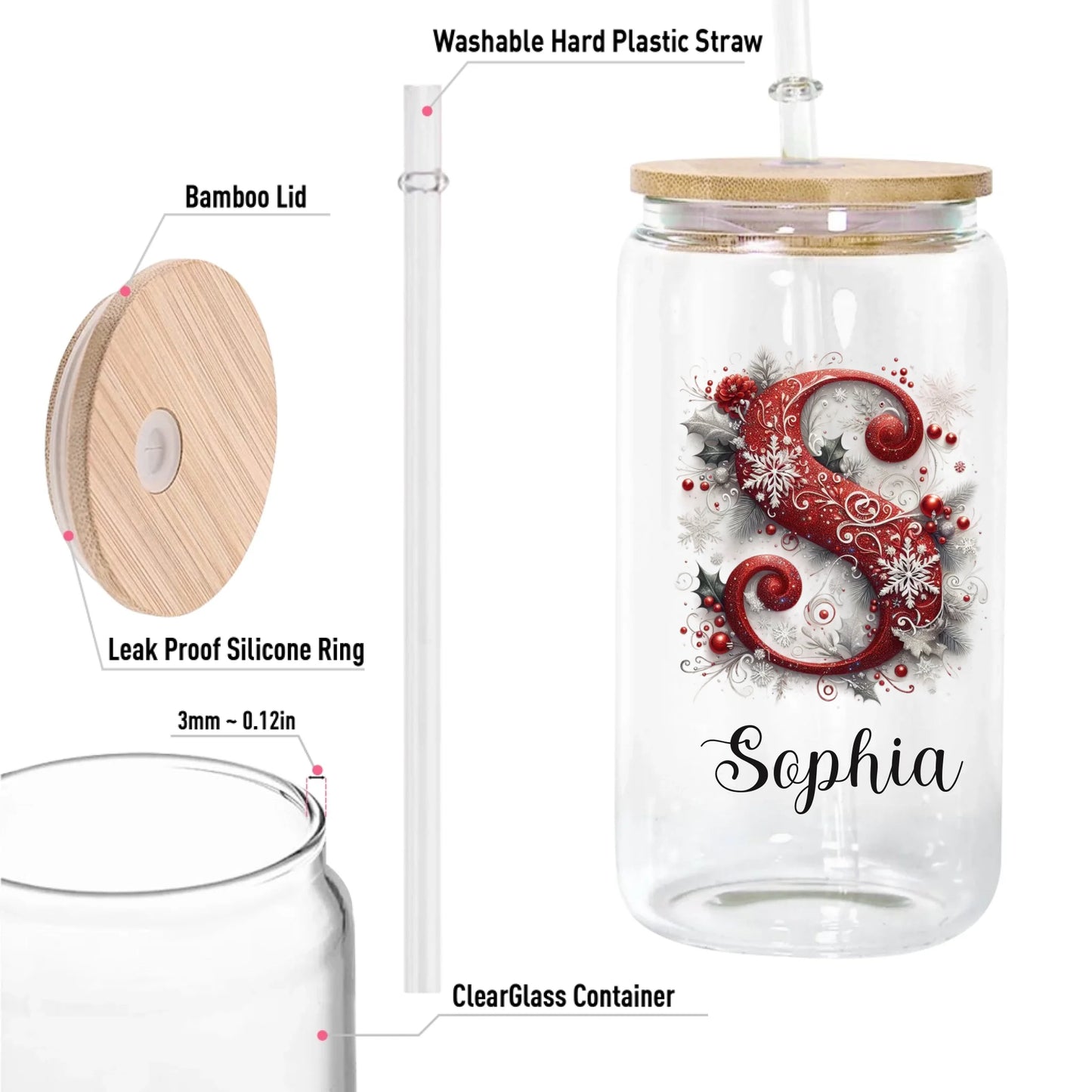 12oz Clear Glass Can-5-size