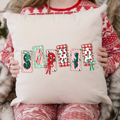Custom Name Christmas Pillow – Personalized Christmas Pillow – Christmas Festive Holiday Pillow