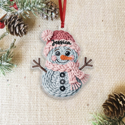 Faux Yarn Crochet Snowman-2