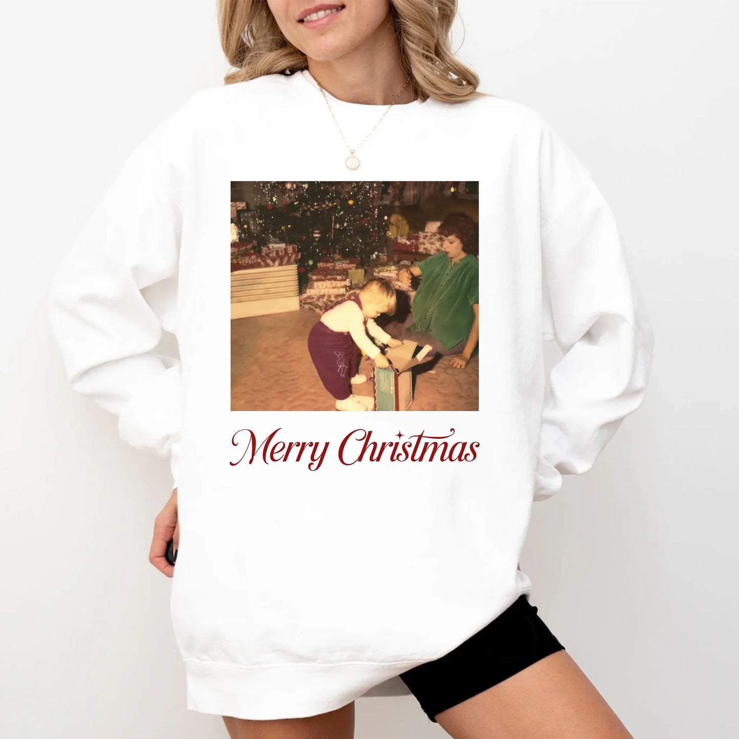 Unisex Crew-neck Sweatshirt--White