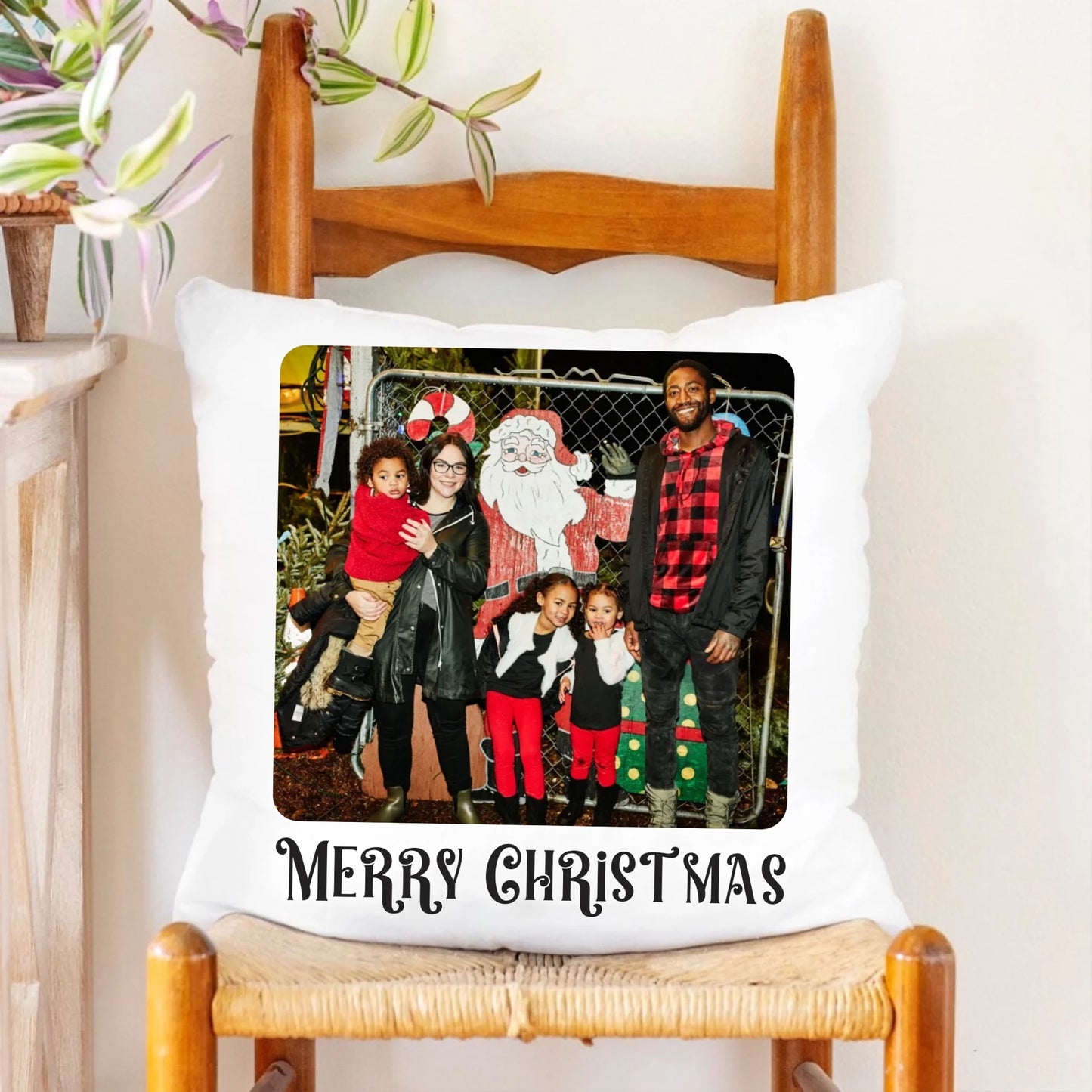 Vintage Family Photo Christmas Pillow – Personalized Christmas Pillow with Picture