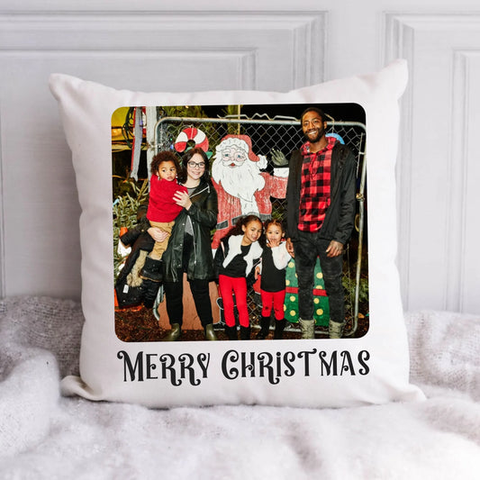 Vintage Family Photo Christmas Pillow – Personalized Christmas Pillow with Picture
