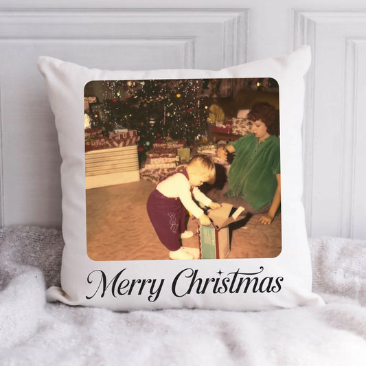 Vintage Photo Christmas Pillow for Mom – Personalized Christmas Pillow with Mom's Picture