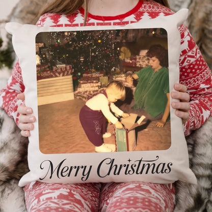 Vintage Photo Christmas Pillow for Mom – Personalized Christmas Pillow with Mom's Picture