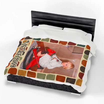 Custom Vintage Photo And Year Midcentury Blanket-3