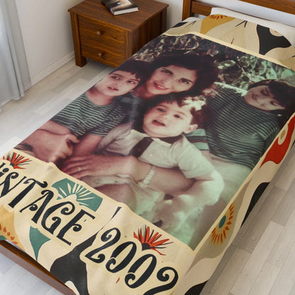 Custom Vintage Photo And Year Midcentury Blanket