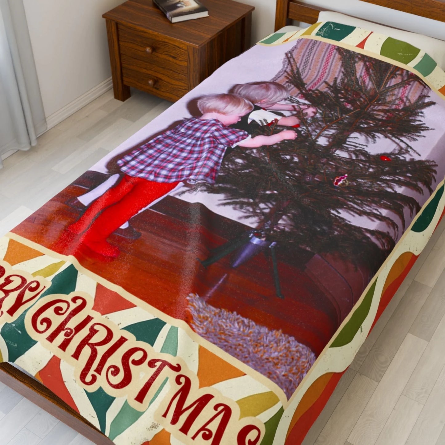 Custom Vintage Photo And Year Midcentury Blanket-6