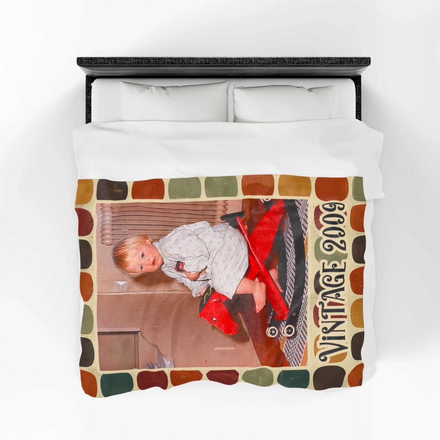 Custom Vintage Photo And Year Midcentury Blanket-4