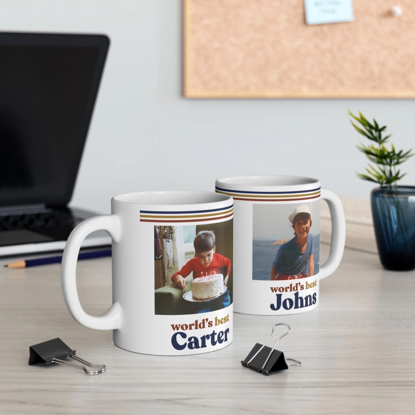 Custom Retro Photo 70s Mug For Him – Vintage Personalized Vintage Photo & Name Mug for Dad