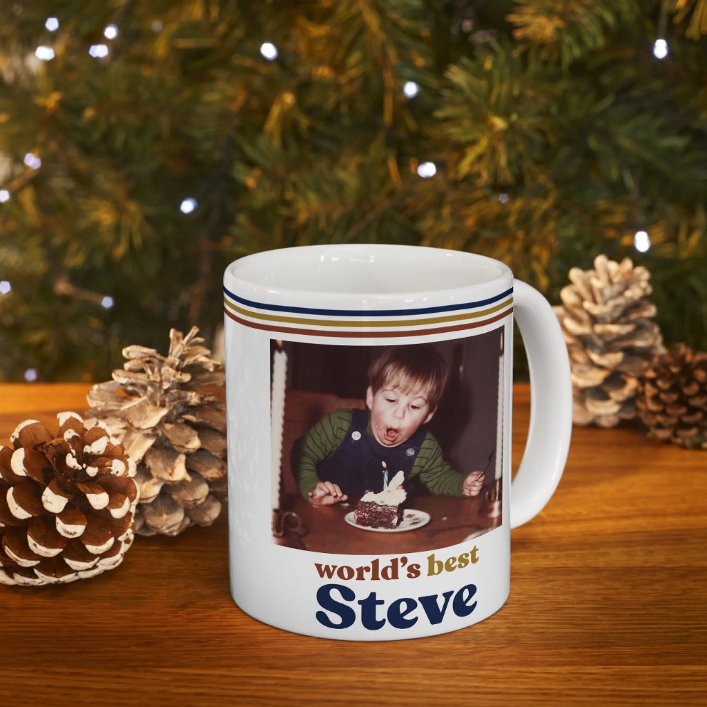 Custom Retro Photo 70s Mug For Him – Vintage Personalized Vintage Photo & Name Mug for Dad-2
