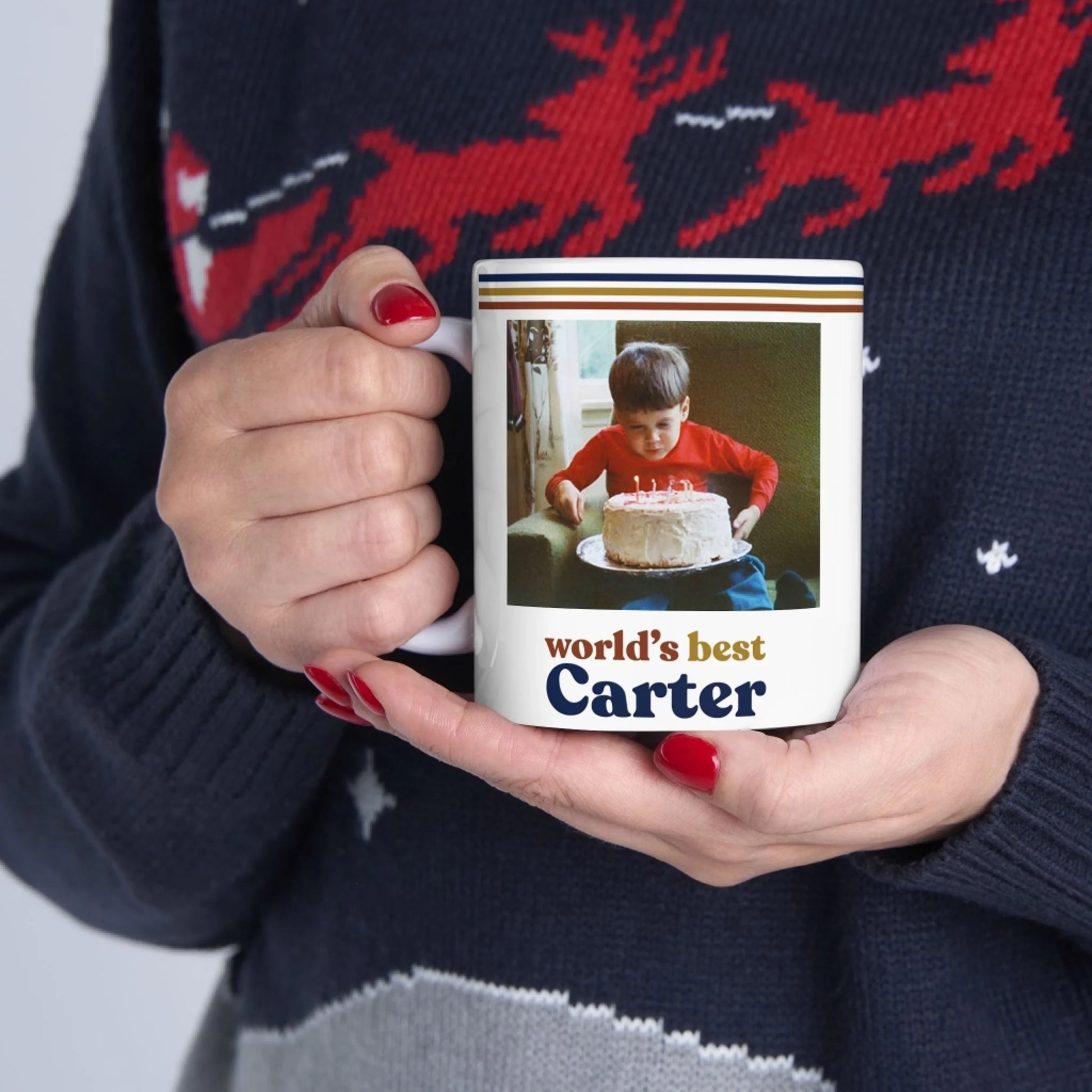 Custom Retro Photo 70s Mug For Him – Vintage Personalized Vintage Photo & Name Mug for Dad-8