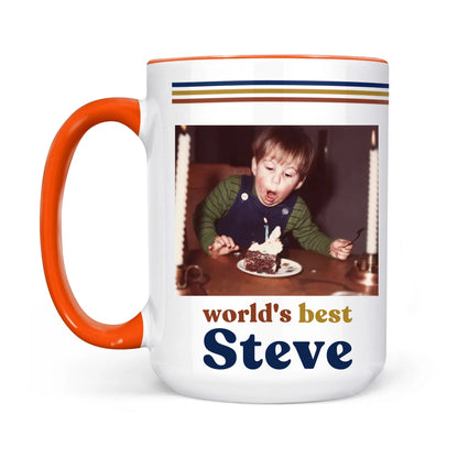 Custom Retro Photo 70s Coffee Accent Mug For Him – Personalized Vintage Photo & Name Accent Mug for Dad, Husband-11