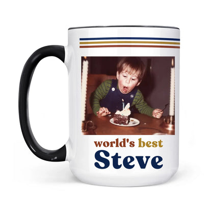 Custom Retro Photo 70s Coffee Accent Mug For Him – Personalized Vintage Photo & Name Accent Mug for Dad, Husband-6
