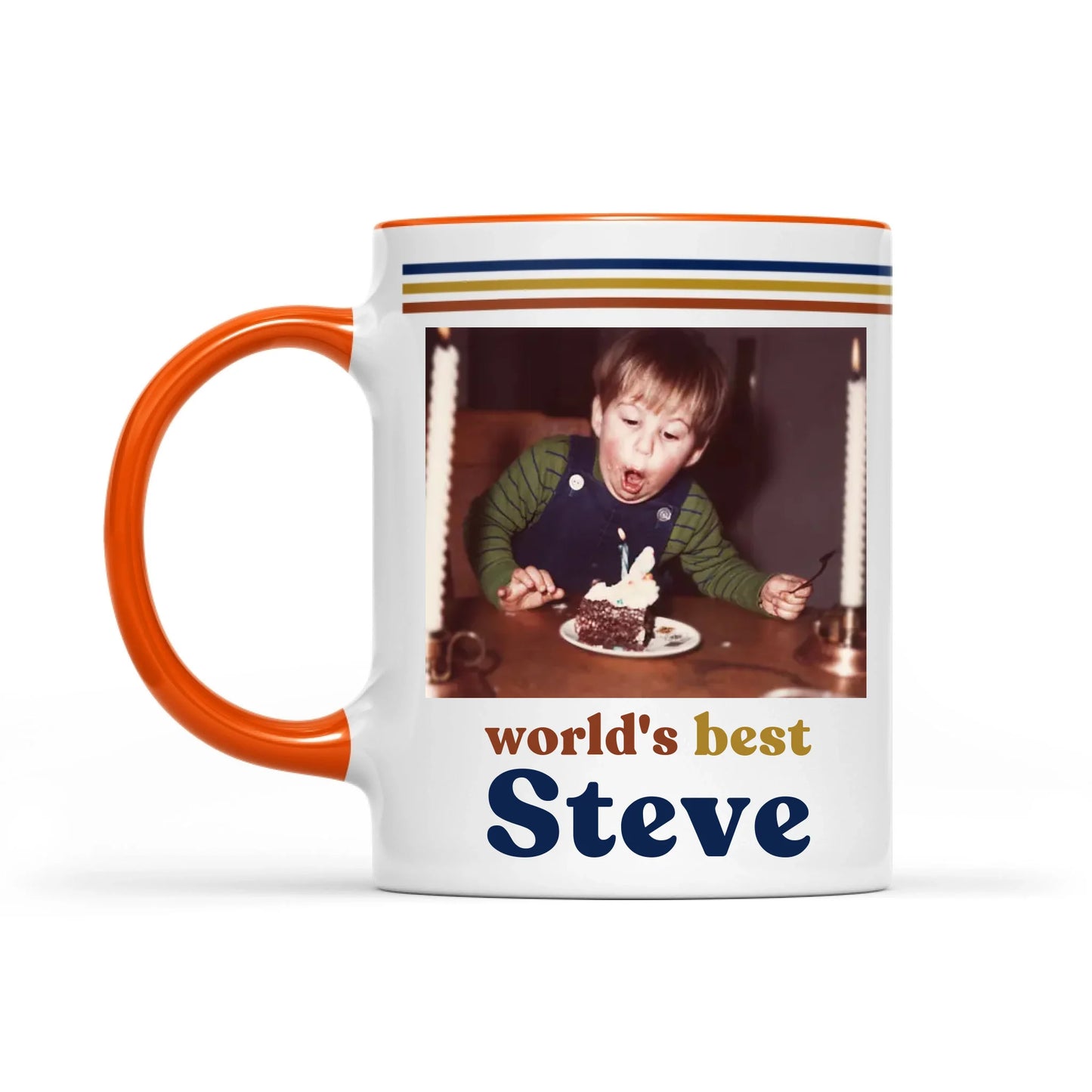 Custom Retro Photo 70s Coffee Accent Mug For Him – Personalized Vintage Photo & Name Accent Mug for Dad, Husband-4