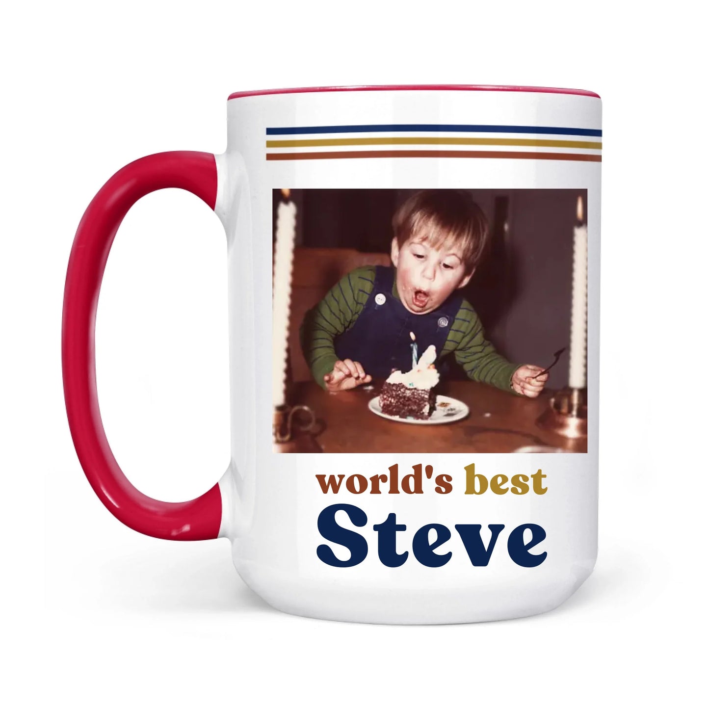 Custom Retro Photo 70s Coffee Accent Mug For Him – Personalized Vintage Photo & Name Accent Mug for Dad, Husband-7